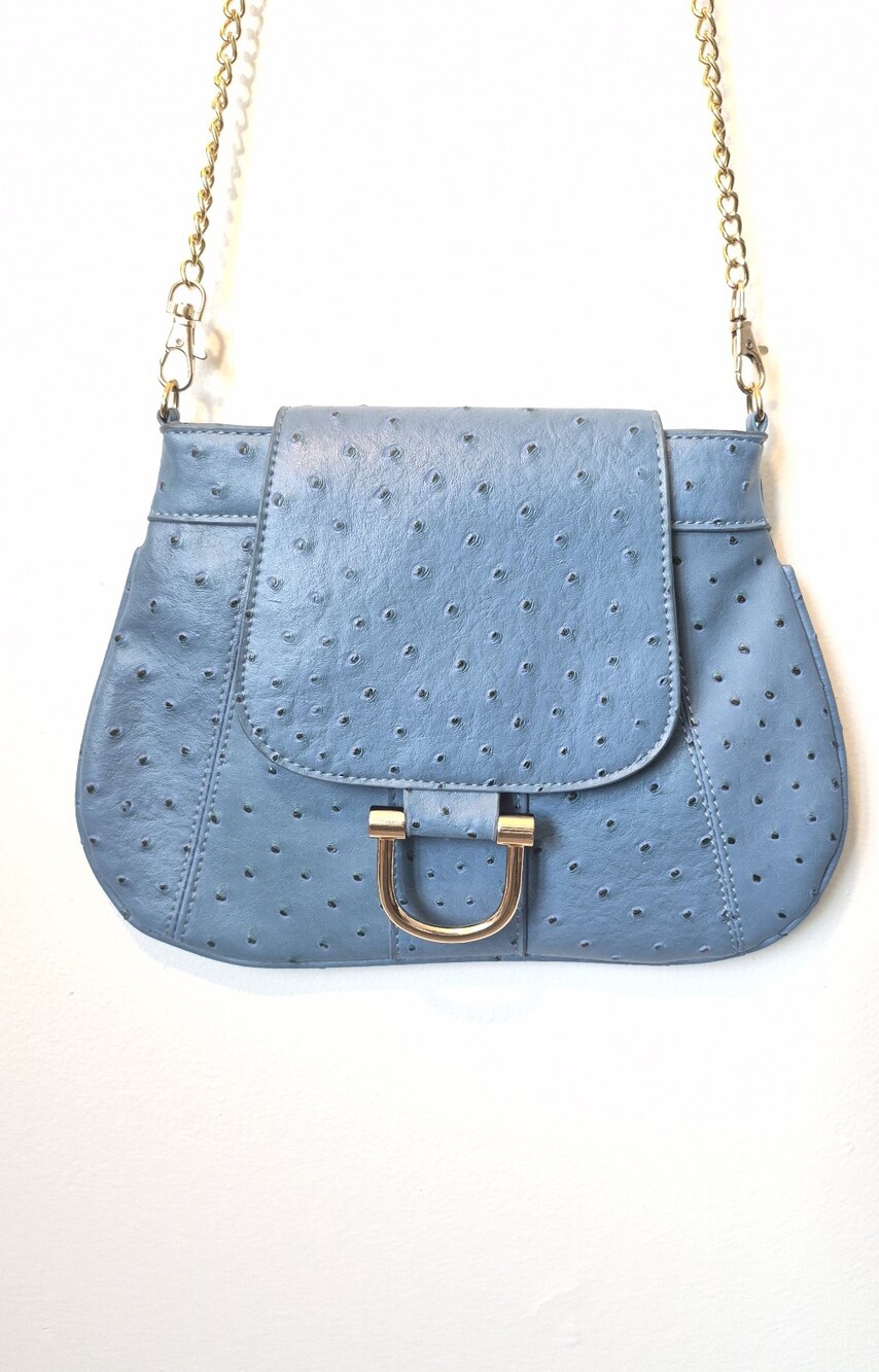Charming Charlie Blue Purse Gold Chain Shoulder  Strap New w/o Tags